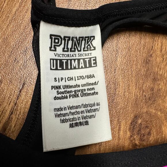 Victorias Secret PINK Black Ultimate Unlined Mesh Insert Sports Bra Size Small - Picture 5 of 6
